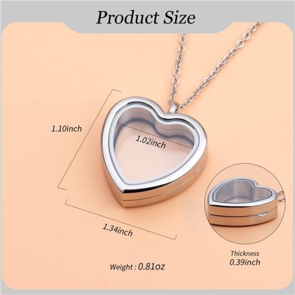 Memory Glass Locket Necklace Set, 2PCS - Picture 5 of 6